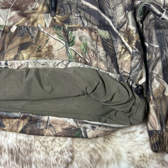 Cabelas Dry Plus Men’s Large Hood Pullover Half Zip Camouflage Jacket, Pockets - Picture 8 of 12